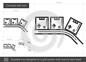 Conveyor belt line icon.