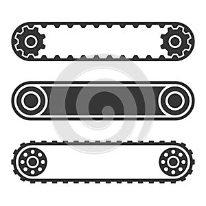 Conveyor Belt Line Set on White Background. Vector