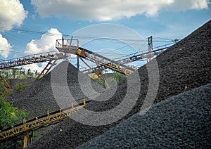 Conveyor belt mine line rock transport