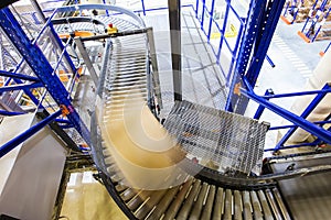 Conveyor belt in a modern warehouse