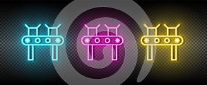 conveyor belt, package neon icon set