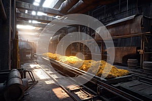 conveyor belt with raw materials at a smelter