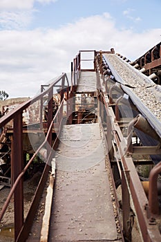 Conveyor belt of stone crushing plant