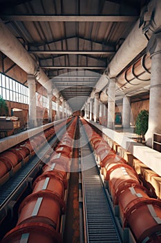 conveyor belt system transporting packages in warehouse