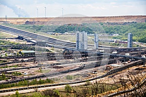 Conveyor belt systems at the lignite (brown coal) strip mining G