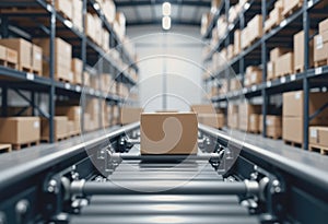 Conveyor belt transporting boxes in a modern warehouse setting