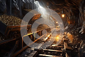 conveyor belt transporting raw metal ores