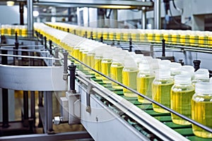 conveyor belt transporting unlabelled body mist containers
