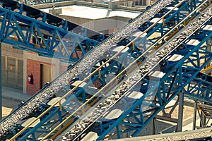 Conveyor belts in concrete aggregates plant photo