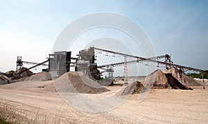 Conveyor belts in a sand quarry