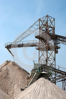 Conveyor belts in a sand quarry