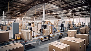 conveyor boxes in warehouse