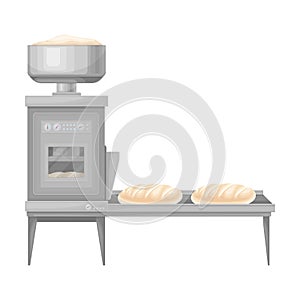 Conveyor Line with Molded Bread as Stage of Bread Production Vector Illustration