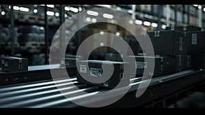 The conveyor with packages.AI generated image