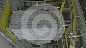 Conveyor in a paper mill. Technology. Vertical video