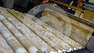 Conveyor production line of wallpaper, modern conveyor line at the wallpaper factory