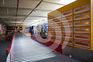 Conveyor sorting belt at distribution warehouse