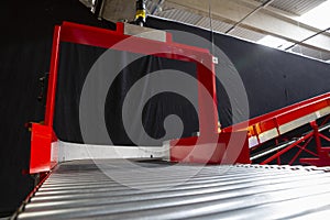 Conveyor sorting belt at distribution warehouse