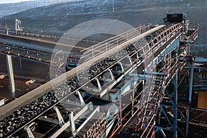 Conveyor system for transporting coal.