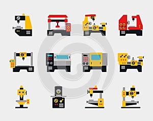 Conveyor units and machines flat icons