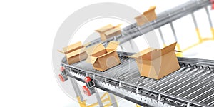 Conveyors with cardboard boxes