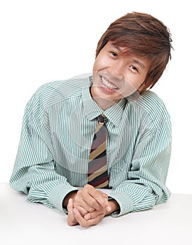 Convincing Asian salesman