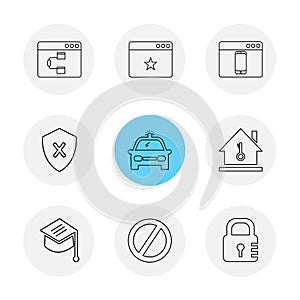 convocation , car , lock , sheild , windows , ui , layout , web