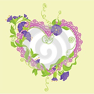 Convolvulus Flowers bouquet and lace heart photo