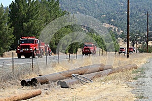 Convoy of fire engines heads to fire area
