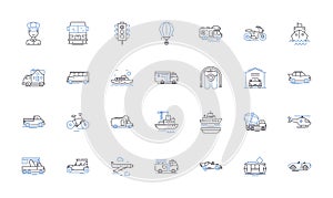 Convoy line icons collection. Trucks, Carriers, Shipping, Logistics, Transport, Fleet, Convoys vector and linear