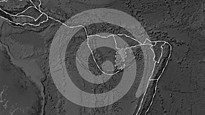 Conway Reef plate highlighted. Patterson Cylindrical. Grayscale