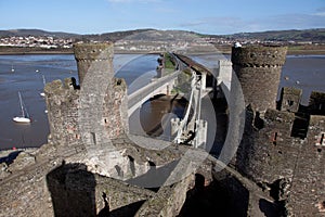 Conwy Castle and bridge over the estuary