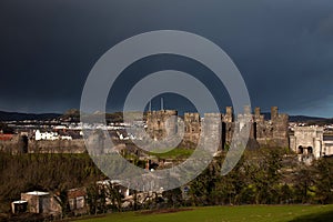 Conwy Castle and dark skies