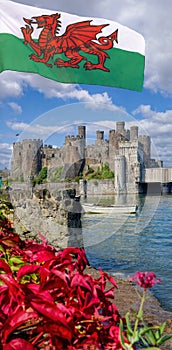 Conwy Castle in Wales, United Kingdom, series of Walesh castles