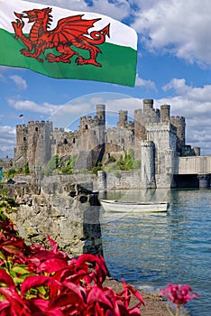 Conwy Castle in Wales, United Kingdom, series of Walesh castles