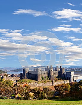 Conwy Castle in Wales, United Kingdom, series of Walesh castles