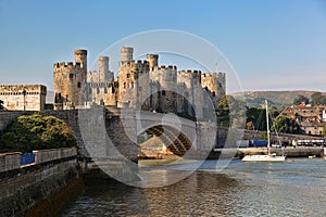 Conwy Castle in Wales, United Kingdom, series of Walesh castles