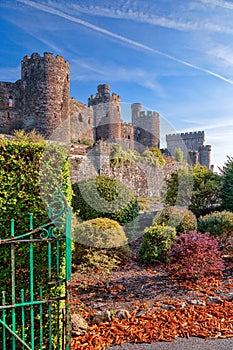 Conwy Castle in Wales, United Kingdom, series of Walesh castles