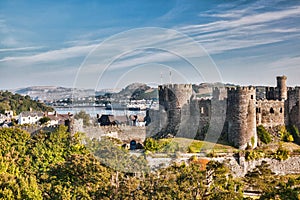 Conwy Castle in Wales, United Kingdom, series of Walesh castles