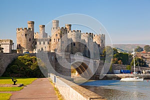 Conwy Castle in Wales, United Kingdom, series of Walesh castles