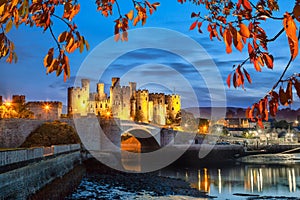 Conwy Castle in Wales, United Kingdom, series of Walesh castles