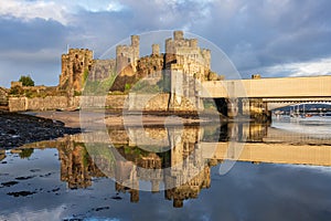 Conwy Harbor Town and castle North Wales