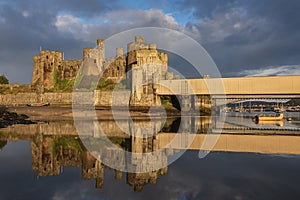 Conwy Harbor Town and castle North Wales