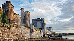 Conwy Harbor Town and castle North Wales