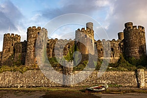 Conwy Harbor Town and castle North Wales