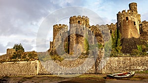 Conwy Harbor Town and castle North Wales