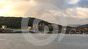 Conwy Harbor Town and castle North Wales