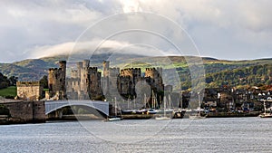 Conwy Harbor Town and castle North Wales