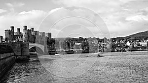 Conwy Harbor Town and castle North Wales