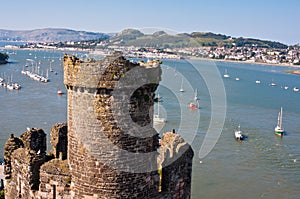 Conwy River and Castle in Wales, UK photo